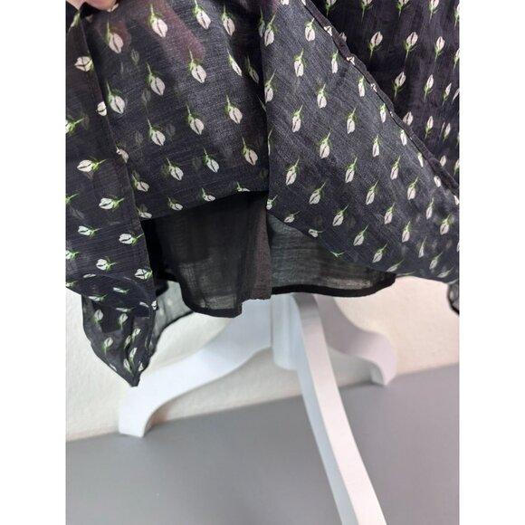 Melissa Nepton women's small black floral Robe Mona peasant smocked mini dress‎ - Picture 6 of 10